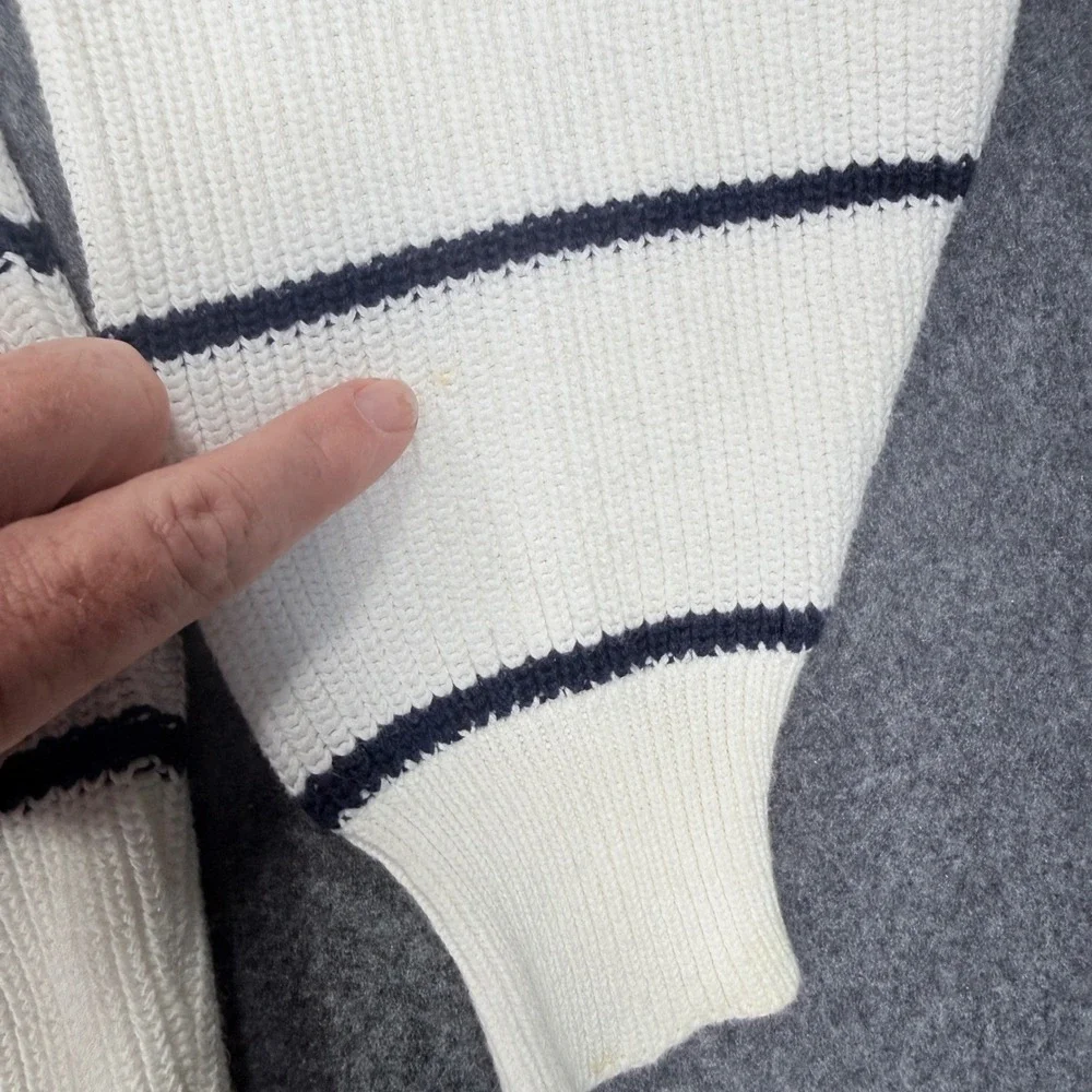 Vantage Custom Classics Mens XXXL White Navy Striped Sailboat Sweater USA Made